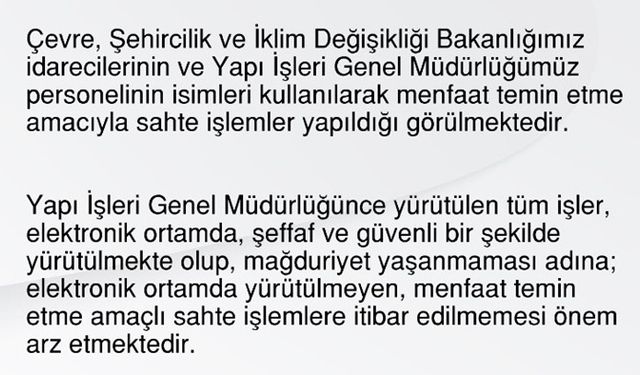 Bakanlıktan dolandırıcılık uyarısı